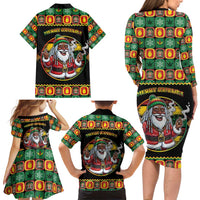 Jamaica Christmas Family Matching Long Sleeve Bodycon Dress and Hawaiian Shirt Most Likely To Smoke With Santa - Wonder Print Shop
