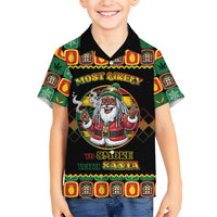 Jamaica Christmas Family Matching Long Sleeve Bodycon Dress and Hawaiian Shirt Most Likely To Smoke With Santa - Wonder Print Shop