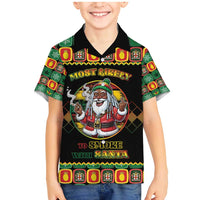 Jamaica Christmas Family Matching Mermaid Dress and Hawaiian Shirt Most Likely To Smoke With Santa - Wonder Print Shop