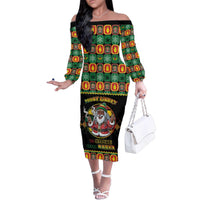 Jamaica Christmas Family Matching Off The Shoulder Long Sleeve Dress and Hawaiian Shirt Most Likely To Smoke With Santa - Wonder Print Shop