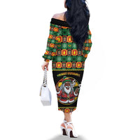 Jamaica Christmas Family Matching Off The Shoulder Long Sleeve Dress and Hawaiian Shirt Most Likely To Smoke With Santa - Wonder Print Shop