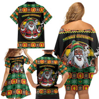 Jamaica Christmas Family Matching Off Shoulder Short Dress and Hawaiian Shirt Most Likely To Smoke With Santa - Wonder Print Shop