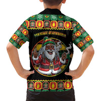 Jamaica Christmas Family Matching Short Sleeve Bodycon Dress and Hawaiian Shirt Most Likely To Smoke With Santa - Wonder Print Shop