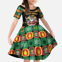 Jamaica Christmas Family Matching Short Sleeve Bodycon Dress and Hawaiian Shirt Most Likely To Smoke With Santa - Wonder Print Shop