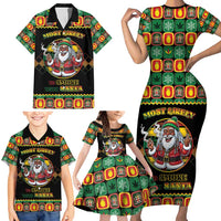 Jamaica Christmas Family Matching Short Sleeve Bodycon Dress and Hawaiian Shirt Most Likely To Smoke With Santa - Wonder Print Shop