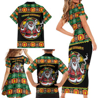 Jamaica Christmas Family Matching Short Sleeve Bodycon Dress and Hawaiian Shirt Most Likely To Smoke With Santa - Wonder Print Shop