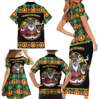 Jamaica Christmas Family Matching Short Sleeve Bodycon Dress and Hawaiian Shirt Most Likely To Smoke With Santa - Wonder Print Shop