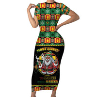 Jamaica Christmas Family Matching Short Sleeve Bodycon Dress and Hawaiian Shirt Most Likely To Smoke With Santa - Wonder Print Shop