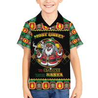 Jamaica Christmas Family Matching Short Sleeve Bodycon Dress and Hawaiian Shirt Most Likely To Smoke With Santa - Wonder Print Shop