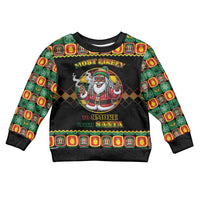 Jamaica Christmas Kid Ugly Christmas Sweater Most Likely To Smoke With Santa - Wonder Print Shop