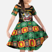 Jamaica Christmas Kid Short Sleeve Dress Most Likely To Smoke With Santa - Wonder Print Shop