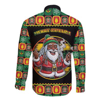 Jamaica Christmas Long Sleeve Button Shirt Most Likely To Smoke With Santa - Wonder Print Shop