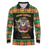 Jamaica Christmas Long Sleeve Polo Shirt Most Likely To Smoke With Santa - Wonder Print Shop