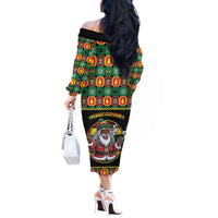 Jamaica Christmas Off The Shoulder Long Sleeve Dress Most Likely To Smoke With Santa - Wonder Print Shop