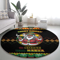 Jamaica Christmas Round Carpet Most Likely To Smoke With Santa - Wonder Print Shop