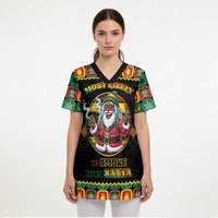 Jamaica Christmas Scrub Top Most Likely To Smoke With Santa - Wonder Print Shop