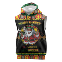 Jamaica Christmas Sleeveless Hoodie Most Likely To Smoke With Santa - Wonder Print Shop