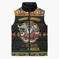 Jamaica Christmas Sleeveless Puffer Jacket Most Likely To Smoke With Santa - Wonder Print Shop