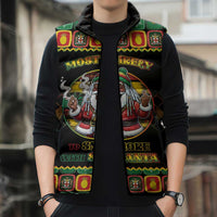 Jamaica Christmas Sleeveless Puffer Jacket Most Likely To Smoke With Santa - Wonder Print Shop