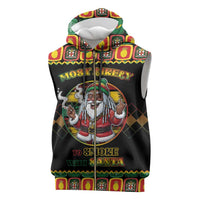 Jamaica Christmas Sleeveless Zip Hoodie Most Likely To Smoke With Santa - Wonder Print Shop