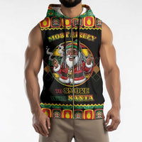 Jamaica Christmas Sleeveless Zip Hoodie Most Likely To Smoke With Santa - Wonder Print Shop