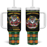 Jamaica Christmas Tumbler With Handle Most Likely To Smoke With Santa - Wonder Print Shop