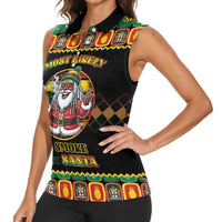 Jamaica Christmas Women Sleeveless Polo Shirt Most Likely To Smoke With Santa - Wonder Print Shop