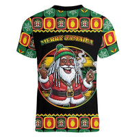 Jamaica Christmas Women V-Neck T-Shirt Most Likely To Smoke With Santa - Wonder Print Shop