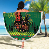 Portugal Christmas Beach Blanket Funny Galo De Barcelos - Wonder Print Shop