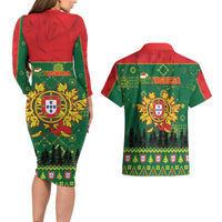 Portugal Christmas Couples Matching Long Sleeve Bodycon Dress and Hawaiian Shirt Funny Galo De Barcelos - Wonder Print Shop