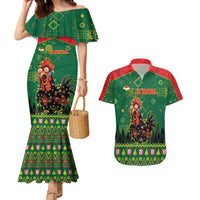 Portugal Christmas Couples Matching Mermaid Dress and Hawaiian Shirt Funny Galo De Barcelos - Wonder Print Shop