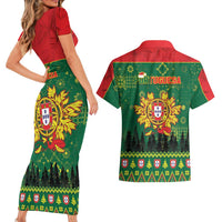 Portugal Christmas Couples Matching Short Sleeve Bodycon Dress and Hawaiian Shirt Funny Galo De Barcelos - Wonder Print Shop