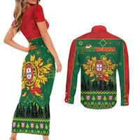 Portugal Christmas Couples Matching Short Sleeve Bodycon Dress and Long Sleeve Button Shirt Funny Galo De Barcelos - Wonder Print Shop
