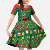 Portugal Christmas Family Matching Long Sleeve Bodycon Dress and Hawaiian Shirt Funny Galo De Barcelos - Wonder Print Shop