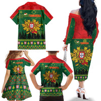 Portugal Christmas Family Matching Off The Shoulder Long Sleeve Dress and Hawaiian Shirt Funny Galo De Barcelos - Wonder Print Shop