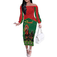 Portugal Christmas Family Matching Off The Shoulder Long Sleeve Dress and Hawaiian Shirt Funny Galo De Barcelos - Wonder Print Shop