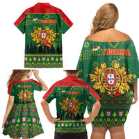 Portugal Christmas Family Matching Off Shoulder Short Dress and Hawaiian Shirt Funny Galo De Barcelos - Wonder Print Shop