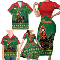 Portugal Christmas Family Matching Short Sleeve Bodycon Dress and Hawaiian Shirt Funny Galo De Barcelos - Wonder Print Shop