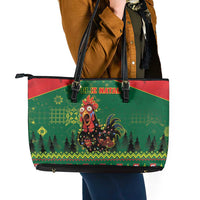 Portugal Christmas Leather Tote Bag Funny Galo De Barcelos - Wonder Print Shop