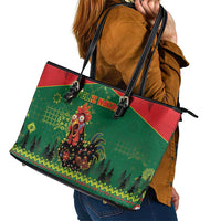 Portugal Christmas Leather Tote Bag Funny Galo De Barcelos - Wonder Print Shop