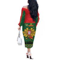 Portugal Christmas Off The Shoulder Long Sleeve Dress Funny Galo De Barcelos - Wonder Print Shop