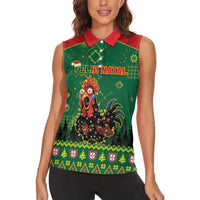 Portugal Christmas Women Sleeveless Polo Shirt Funny Galo De Barcelos - Wonder Print Shop