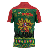 Portugal Christmas Zipper Polo Shirt Funny Galo De Barcelos - Wonder Print Shop