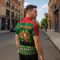 Portugal Christmas Zipper Polo Shirt Funny Galo De Barcelos - Wonder Print Shop