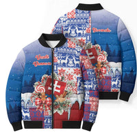 Slovakia Christmas Bomber Puffer Jacket Vesale Vianoce Xmas Pattern - Wonder Print Shop
