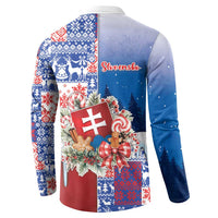 Slovakia Christmas Button Sweatshirt Vesale Vianoce Xmas Pattern - Wonder Print Shop