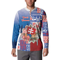 Slovakia Christmas Button Sweatshirt Vesale Vianoce Xmas Pattern - Wonder Print Shop