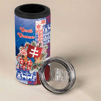 Slovakia Christmas 4 in 1 Can Cooler Tumbler Vesale Vianoce Xmas Pattern - Wonder Print Shop