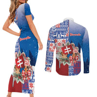 Slovakia Christmas Couples Matching Short Sleeve Bodycon Dress and Long Sleeve Button Shirt Vesale Vianoce Xmas Pattern - Wonder Print Shop