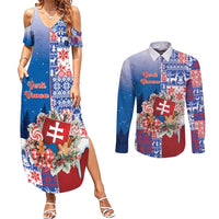 Slovakia Christmas Couples Matching Summer Maxi Dress and Long Sleeve Button Shirt Vesale Vianoce Xmas Pattern - Wonder Print Shop